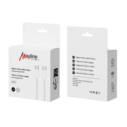 Câble Type-C / Type-C 20W- Compatible avec iPhone/Samsung - 1m