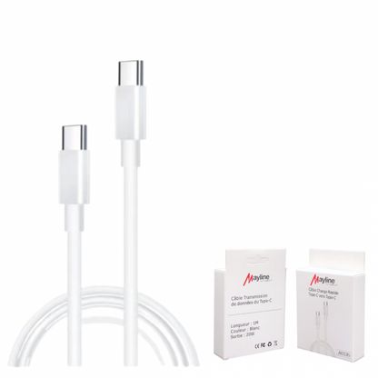 Câble Type-C / Type-C 20W- Compatible avec iPhone/Samsung - 1m